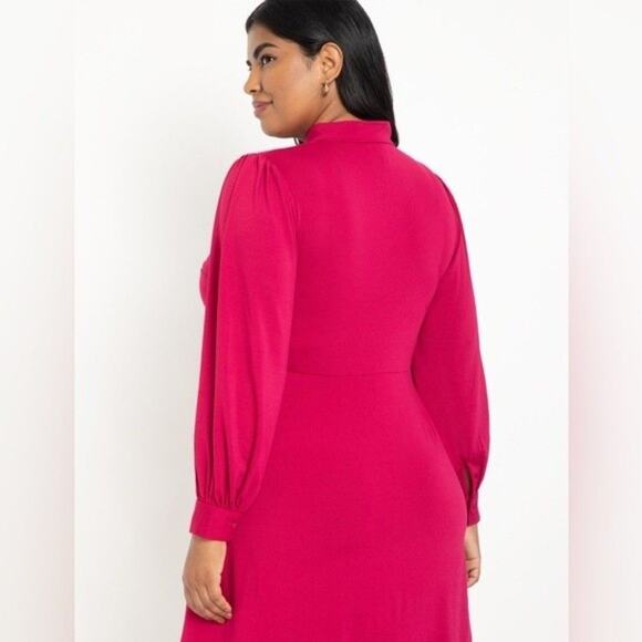 Eloquii Cutout Neckline Fit And Flare Dress Keyhole Mini Long Sleeve‎ Academia - Picture 7 of 9